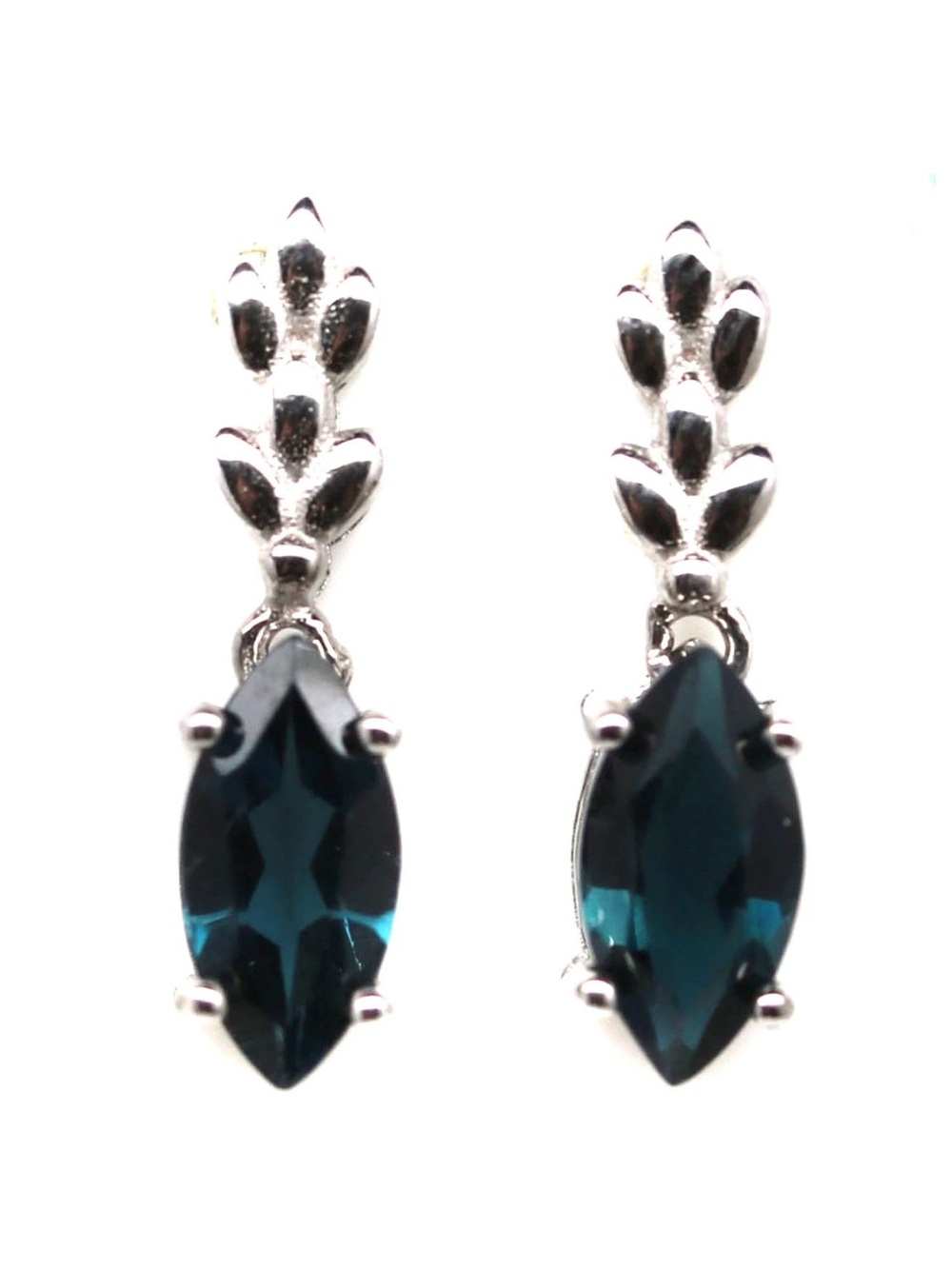 Stunning London Blue Topaz Marquise cut Drop Earrings 925 Sterling Silver.